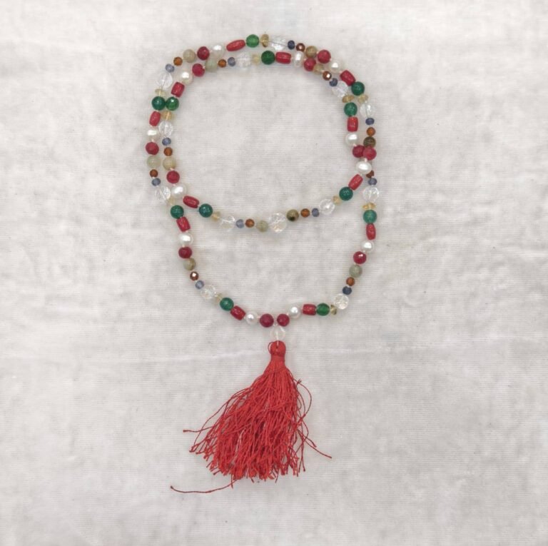 108 Beads Navaratna Mala 📿 – 6 to 8mm Natural Gemstone Mala for Navgraha & Spiritual Practice