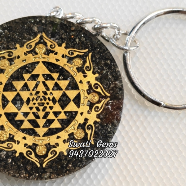 Money Pyrite Lakshmi Shri Yantra Key Ring