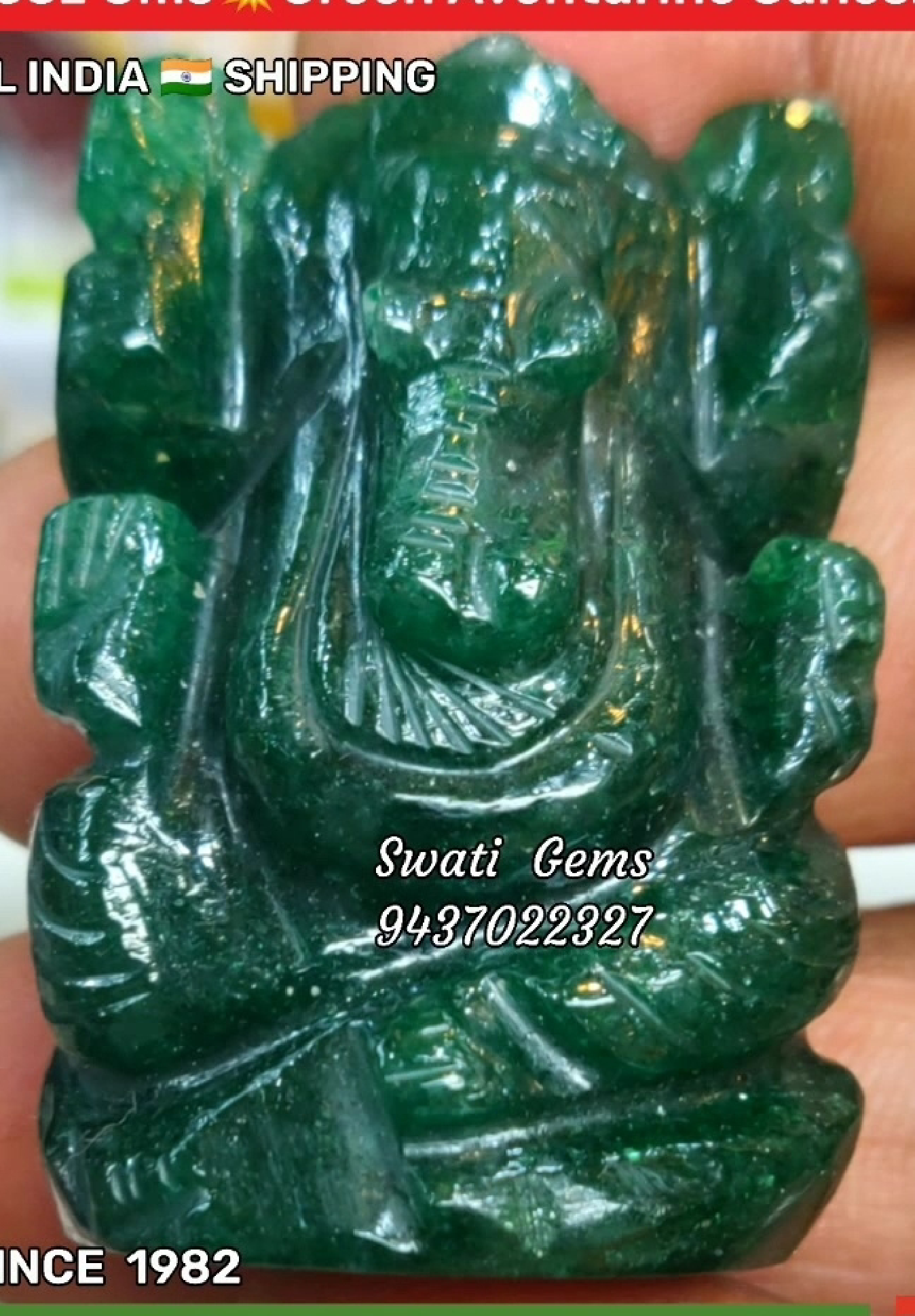 product-21 Green Aventurine Ganesh Ridhi Sidhi - Image 1
